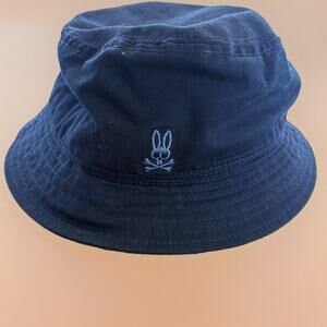 Psycho Bunny Bucket Hat Black Skull Bunny Logo Cotton Streetwear Size M